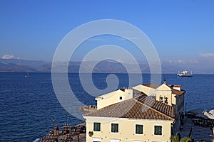 Ferry boat sailing near Corfu island Greece