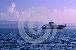 Ferry boat in the sea Eretria Greece