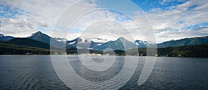 Ferry Boat View Leaving Ship Port Juneau Alaska United States