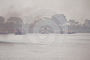 Ferry boats across the river