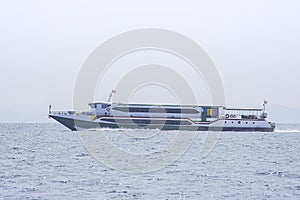 Ferry boats transfers visitors in the sea at Koh Kood, Trat in Thailand