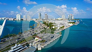 Ferry carrying vehicles to Fisher Island in Miami, Florida.