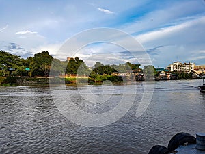 Ferry cross river from station to city centre wat mahathat temple Ayuthaya Thailand