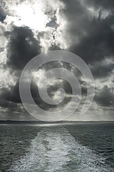 Ferry crossing the Solent from Isle of Wight to Portsmouth