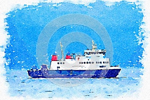 Ferry cruise ship on ocean in the North Sea photo