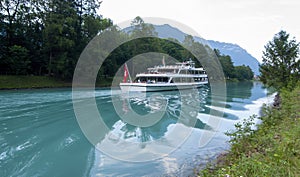 Ferry cruising on a river