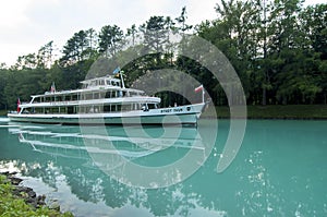 A ferry cruising in Switzerland