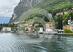 Ferry dock for Menaggio, a town in the province of Como, Lombardy, in northern Italy.