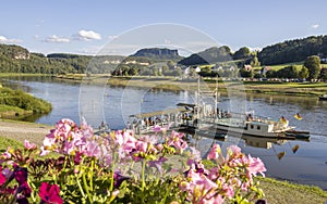 Ferry dock at the river Elbe in Rathen Germany