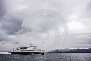 Ferry in a fjord in Norway