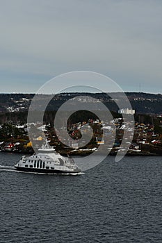 Ferry in fjord Oslo Norway scandinavia europe