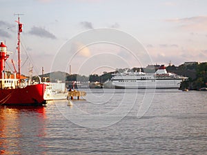 Ferry in the harbor of Stockholm, Sweden