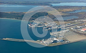 The ferry and industrial port of Mukran in the east of the Baltic island of RÃ¼gen.