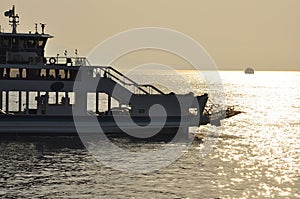 Ferry in the inland sea by sunset, Japan