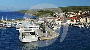 Ferry leaving port in Supetar