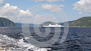 Ferry in the middle of the Saguenay Fjord