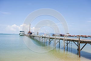 Ferry moored at Na Pra Lan Pier, Koh Samui, Thailand