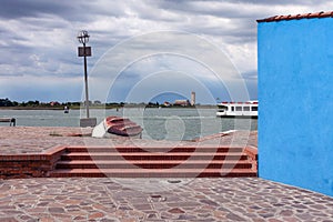 Ferry navigates around the Burano island