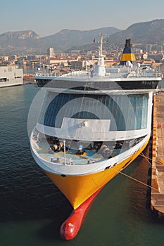 Ferry on parking in port. Toulon, France