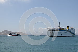 Ferry and passenger ship in the Aegean Sea