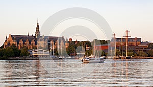 Ferry passing by the The Vasa Museum in Stockholm