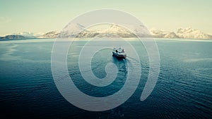 Ferry reaching Lofoten