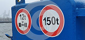 Ferry roadsigns in Bad weather in Netherland