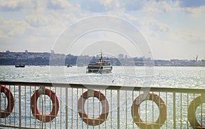 Ferry sailing in Bosporus,Passenger boat,Istanbul, Turkey.