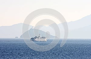 Ferry sailing from Piombino to the island of Elba, Italy