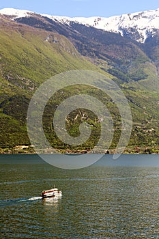 Ferry sails in Lake Garda, Italy