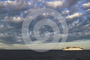 Ferry on the sea transport route