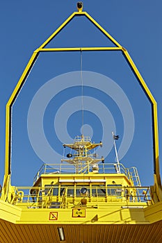 Ferry shuttle captain cabin for vehicles. Transport between islands