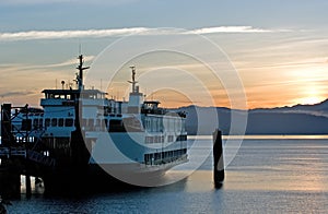 Ferry in sunrise