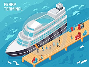 Ferry Terminal Isometric Illustration