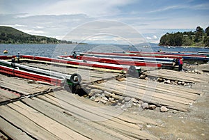 Ferry on Tiquina strait - Bolivia