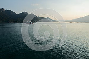 Ferry to Miyajima in Japan`s Seto Inland sea