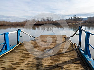 Ferry for transport goods and people over river