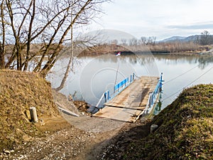 Ferry for transport goods and people over river