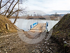 Ferry for transport goods and people over river