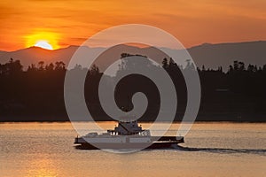 Ferryboat Makes the Crossing From Lummi Island to the Mainland.