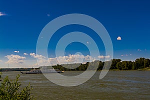 Ferryboat in Mohacs at the Danube river