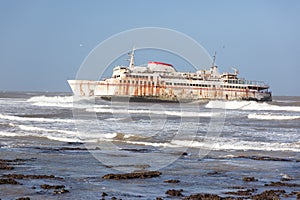 Ferryboat stranded on the shore