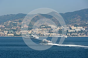 Ferryboats In The Of Canal Messina