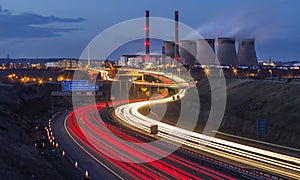 Ferrybridge Power Station in Yorkshire and a dual carriageway