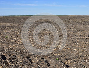 Fertile, plowed soil of an agricultural field