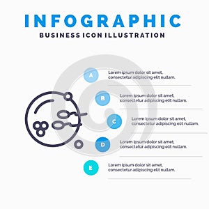 Fertile, Procreation, Reproduction, Sex Line icon with 5 steps presentation infographics Background