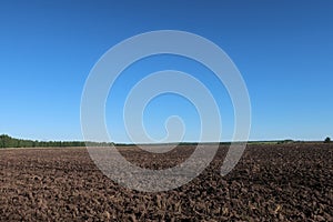 The fertile soil of an arable land was paved to cultivation of a harvest, the chernozem in an organic agricultural farm. photo