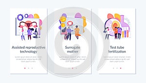 Fertility treatment and artificial insemination app interface template.