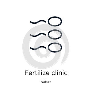 Fertilize clinic icon. Thin linear fertilize clinic outline icon isolated on white background from nature collection. Line vector