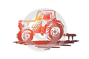 Fertilizer, farming, agriculture, plant, soil concept. Hand drawn isolated vector.